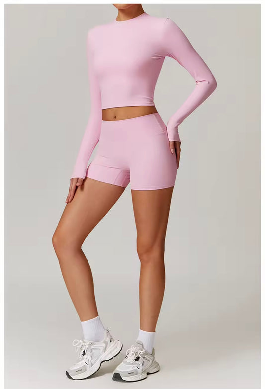 Pink Soft Sculpt Covered Shorts Set