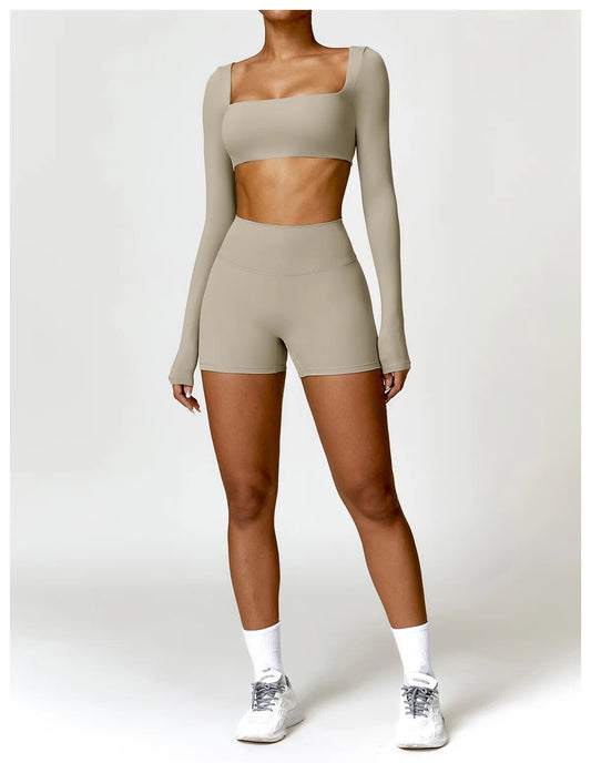 Beige Soft Sculpt Long Sleeve Set