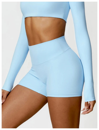 Cerulean Sculpt Scrunch Biker Shorts 4"
